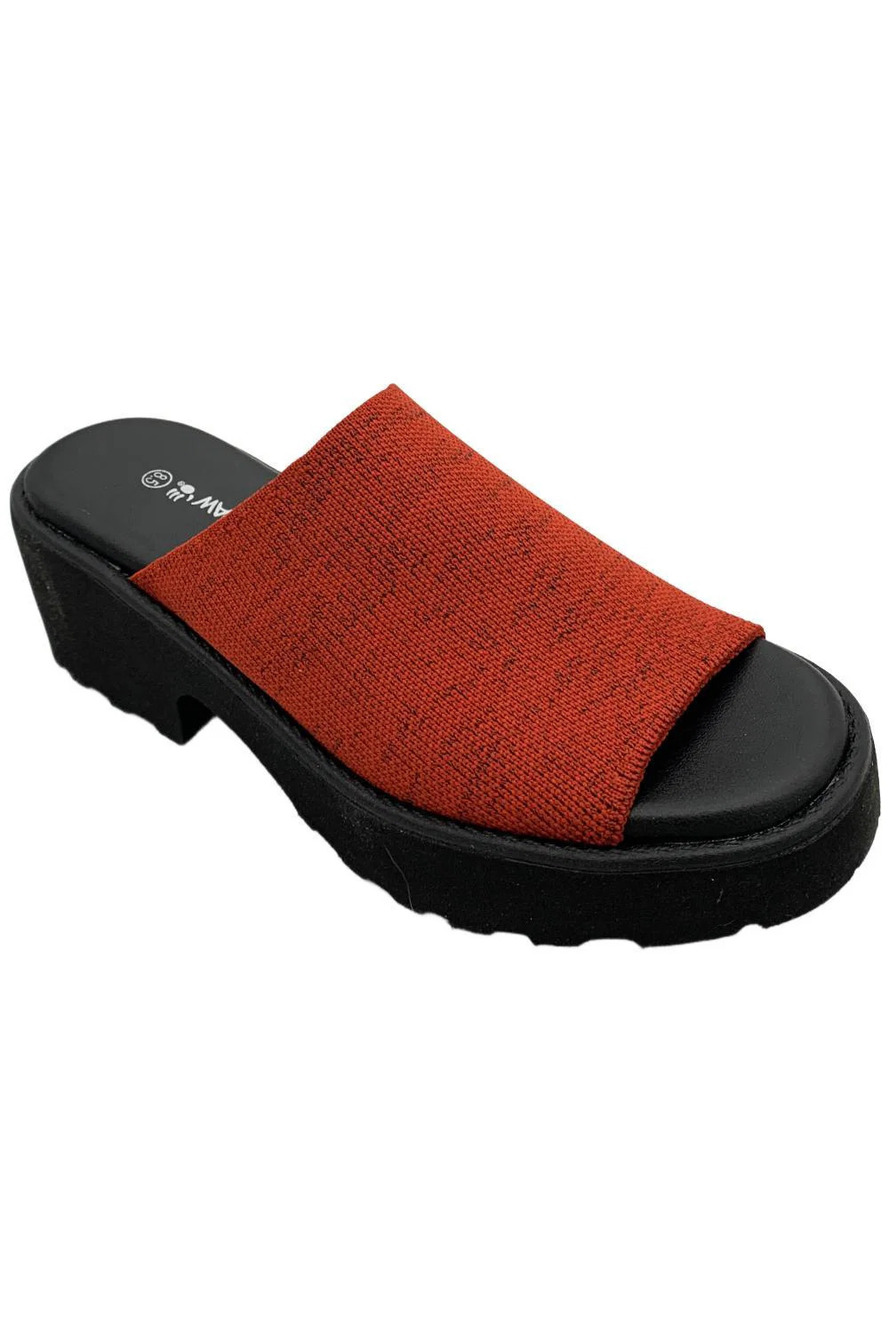 BEARPAW Women's Blanche Knit Stretch Slip-On Sandal Red - Medium